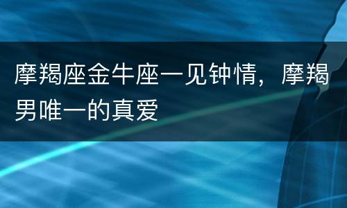 摩羯座金牛座一见钟情，摩羯男唯一的真爱