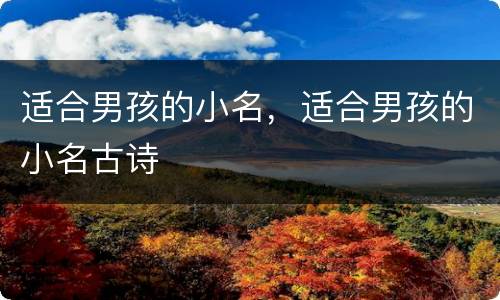 适合男孩的小名，适合男孩的小名古诗