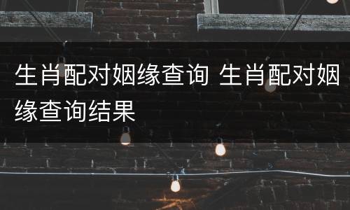 生肖配对姻缘查询 生肖配对姻缘查询结果