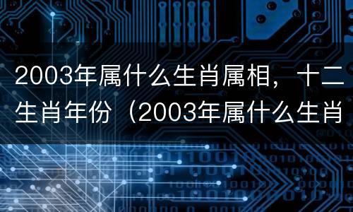 2003年属什么生肖属相，十二生肖年份（2003年属什么生肖年是什么年）