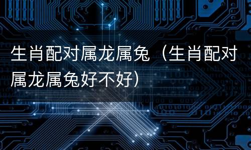 生肖配对属龙属兔（生肖配对属龙属兔好不好）