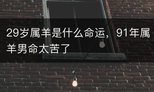 29岁属羊是什么命运，91年属羊男命太苦了