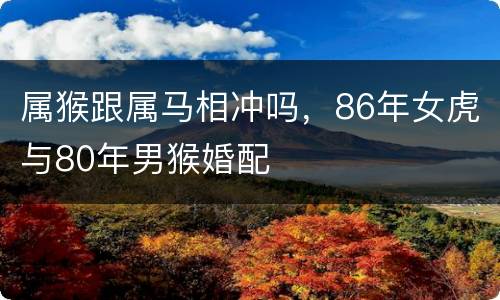 属猴跟属马相冲吗，86年女虎与80年男猴婚配