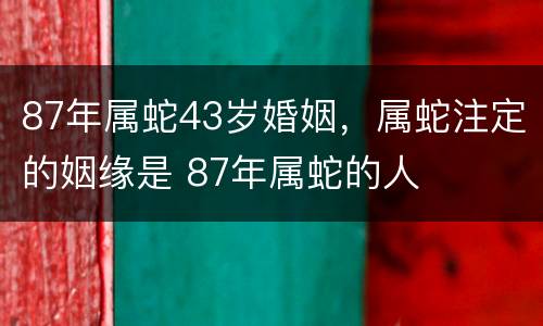 87年属蛇43岁婚姻，属蛇注定的姻缘是 87年属蛇的人
