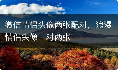 微信情侣头像两张配对，浪漫情侣头像一对两张