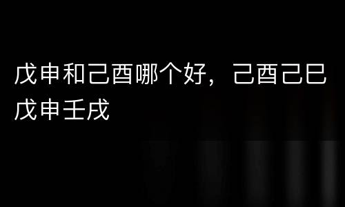 戊申和己酉哪个好，己酉己巳戊申壬戌