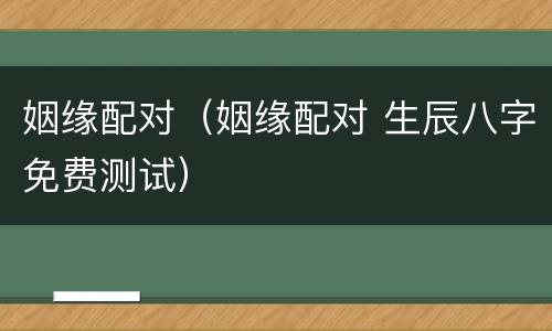 姻缘配对（姻缘配对 生辰八字免费测试）