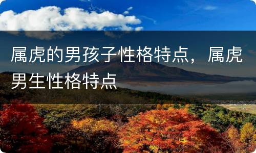 属虎的男孩子性格特点，属虎男生性格特点