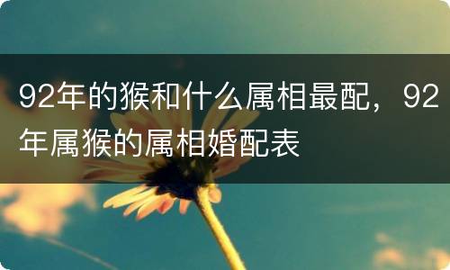 92年的猴和什么属相最配，92年属猴的属相婚配表