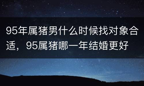 95年属猪男什么时候找对象合适，95属猪哪一年结婚更好