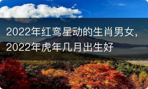 2022年红鸾星动的生肖男女，2022年虎年几月出生好