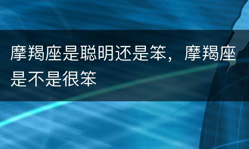 摩羯座是聪明还是笨，摩羯座是不是很笨