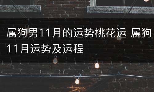 属狗男11月的运势桃花运 属狗11月运势及运程