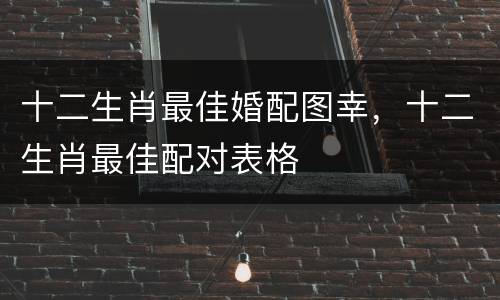 十二生肖最佳婚配图幸，十二生肖最佳配对表格