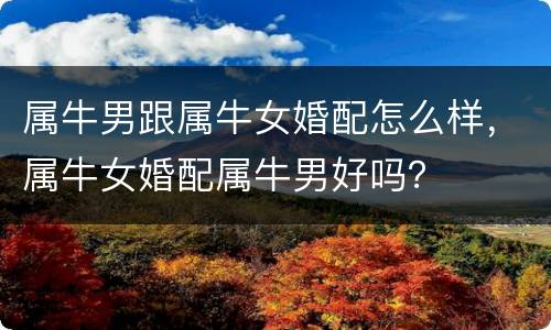 属牛男跟属牛女婚配怎么样，属牛女婚配属牛男好吗？