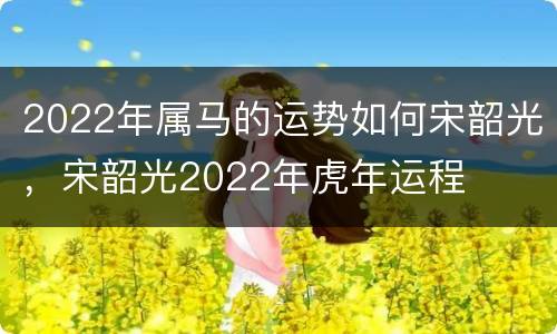 2022年属马的运势如何宋韶光，宋韶光2022年虎年运程