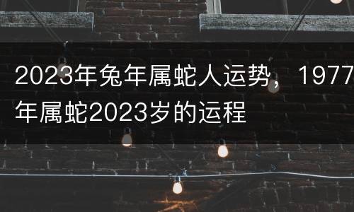 2023年兔年属蛇人运势，1977年属蛇2023岁的运程