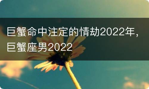巨蟹命中注定的情劫2022年，巨蟹座男2022