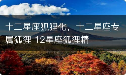 十二星座狐狸化，十二星座专属狐狸 12星座狐狸精