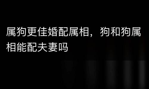 属狗更佳婚配属相，狗和狗属相能配夫妻吗