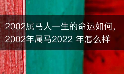 2002属马人一生的命运如何，2002年属马2022 年怎么样