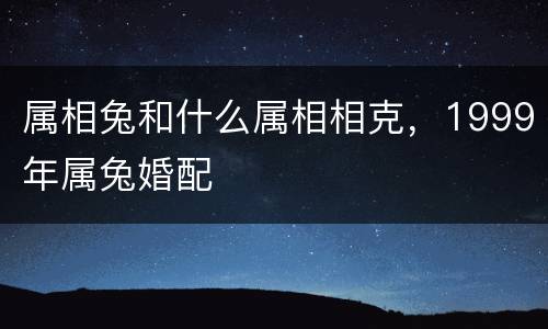 属相兔和什么属相相克，1999年属兔婚配