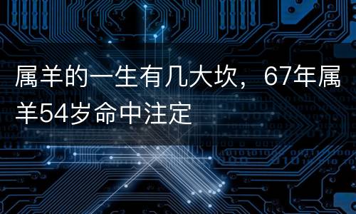 属羊的一生有几大坎，67年属羊54岁命中注定