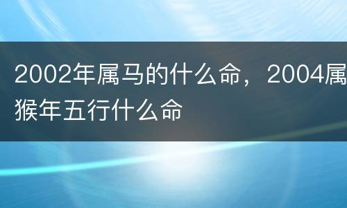 2002年属马的什么命，2004属猴年五行什么命