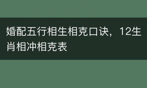婚配五行相生相克口诀，12生肖相冲相克表