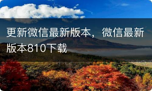 更新微信最新版本，微信最新版本810下载