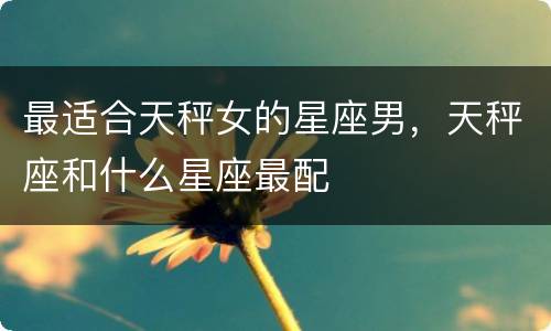 最适合天秤女的星座男，天秤座和什么星座最配