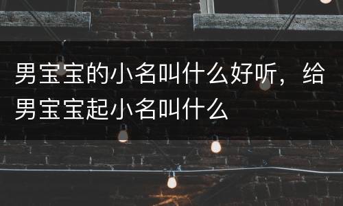 男宝宝的小名叫什么好听，给男宝宝起小名叫什么