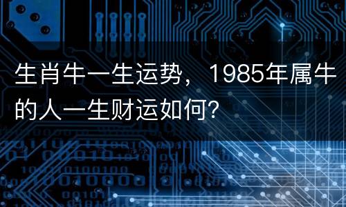 生肖牛一生运势，1985年属牛的人一生财运如何？
