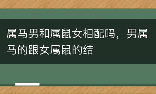 属马男和属鼠女相配吗，男属马的跟女属鼠的结