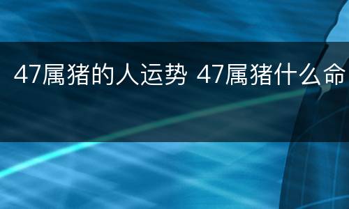 47属猪的人运势 47属猪什么命