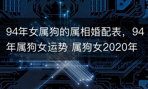 94年女属狗的属相婚配表，94年属狗女运势 属狗女2020年
