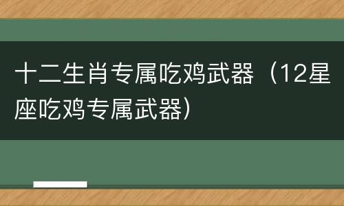 十二生肖专属吃鸡武器（12星座吃鸡专属武器）
