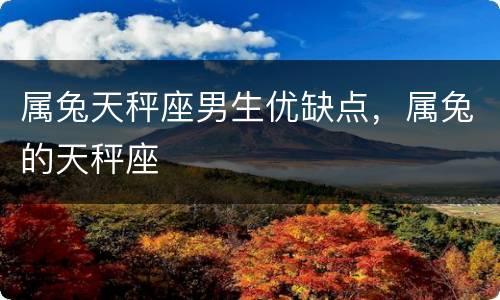 属兔天秤座男生优缺点，属兔的天秤座