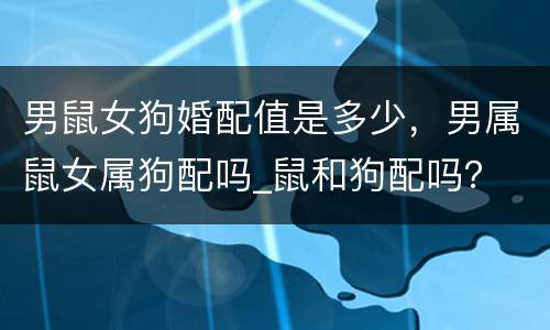 男鼠女狗婚配值是多少，男属鼠女属狗配吗_鼠和狗配吗？