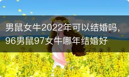 男鼠女牛2022年可以结婚吗，96男鼠97女牛哪年结婚好