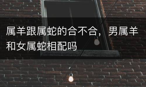 属羊跟属蛇的合不合，男属羊和女属蛇相配吗