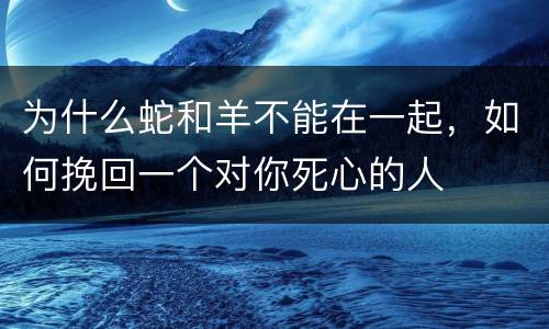为什么蛇和羊不能在一起，如何挽回一个对你死心的人
