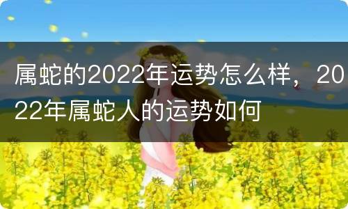 属蛇的2022年运势怎么样，2022年属蛇人的运势如何
