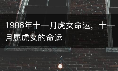 1986年十一月虎女命运，十一月属虎女的命运