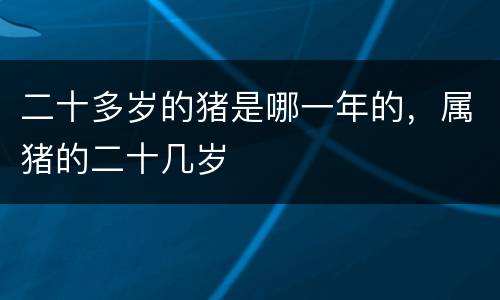 二十多岁的猪是哪一年的，属猪的二十几岁