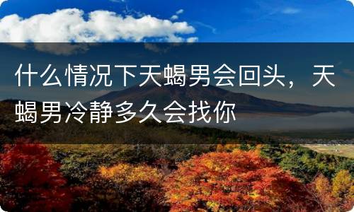 什么情况下天蝎男会回头，天蝎男冷静多久会找你