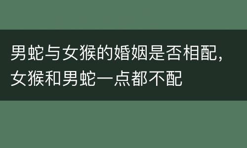 男蛇与女猴的婚姻是否相配，女猴和男蛇一点都不配