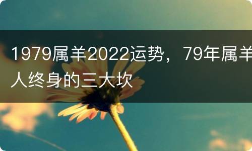 1979属羊2022运势，79年属羊人终身的三大坎