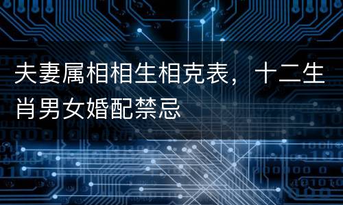夫妻属相相生相克表，十二生肖男女婚配禁忌