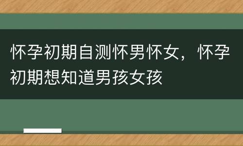 怀孕初期自测怀男怀女，怀孕初期想知道男孩女孩